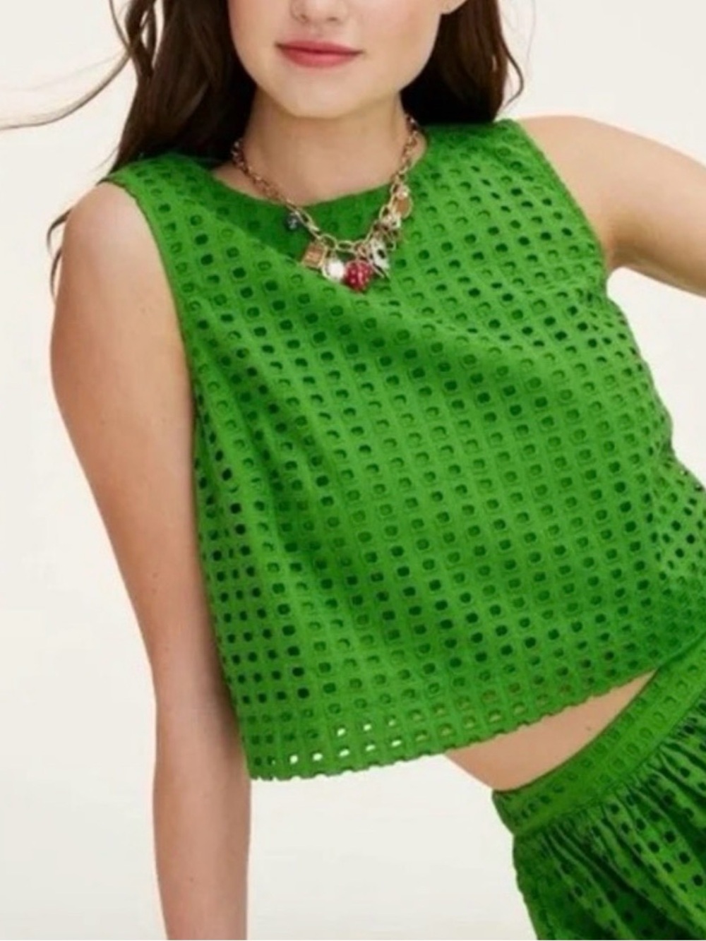 Kate Spade x Target collection green eyelet crop tank top
